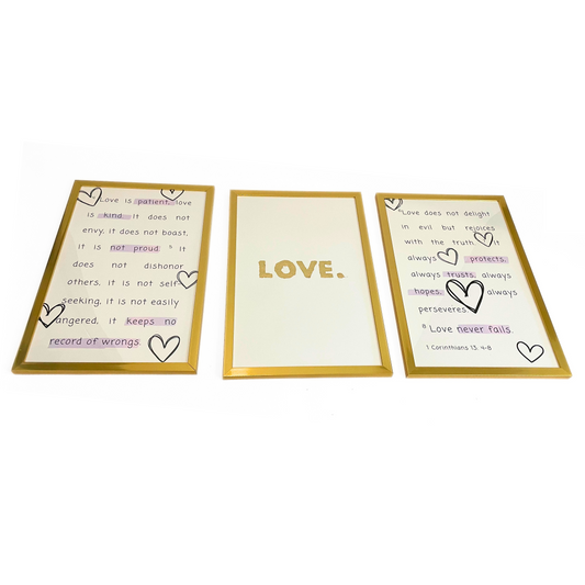 1 Corinthians 13 Wall Art Set (3 Pieces) 11 x 17 inches