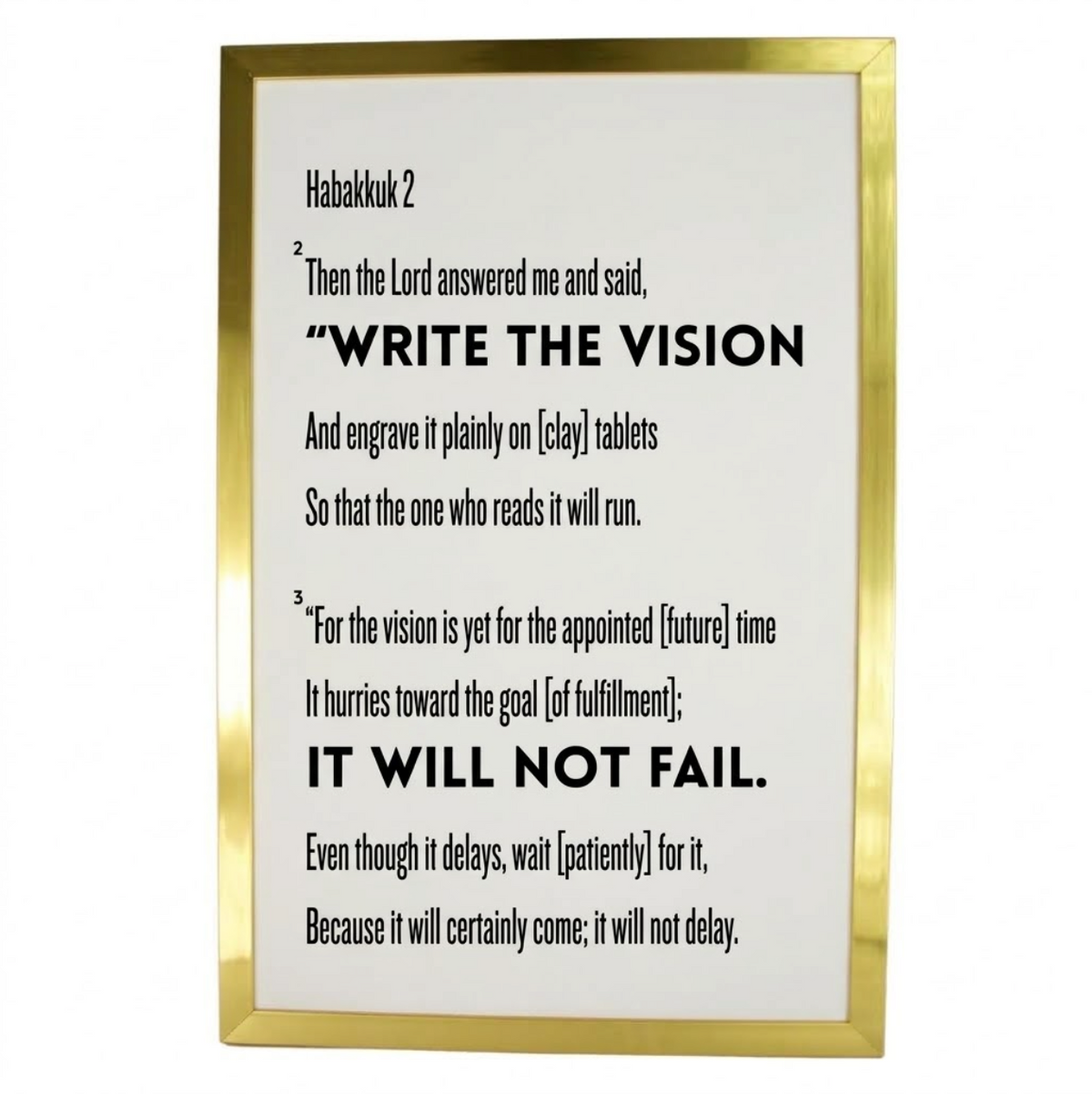 Write The Vision - Gold Framed 11 x17 Christian Scripture Wall Art